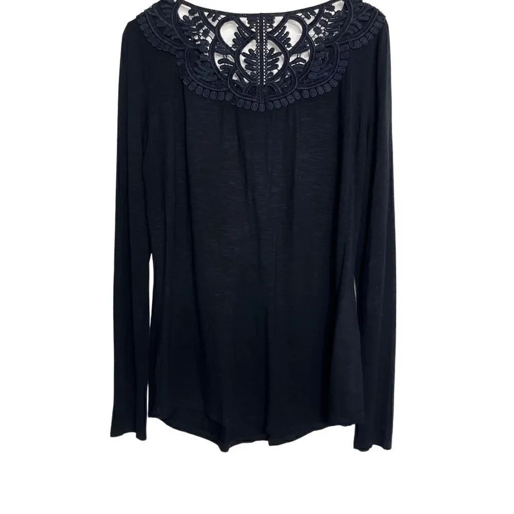 Anthropologie Meadow Rue Embroidered Long Sleeve Top Black Size Small - Picture 3 of 4